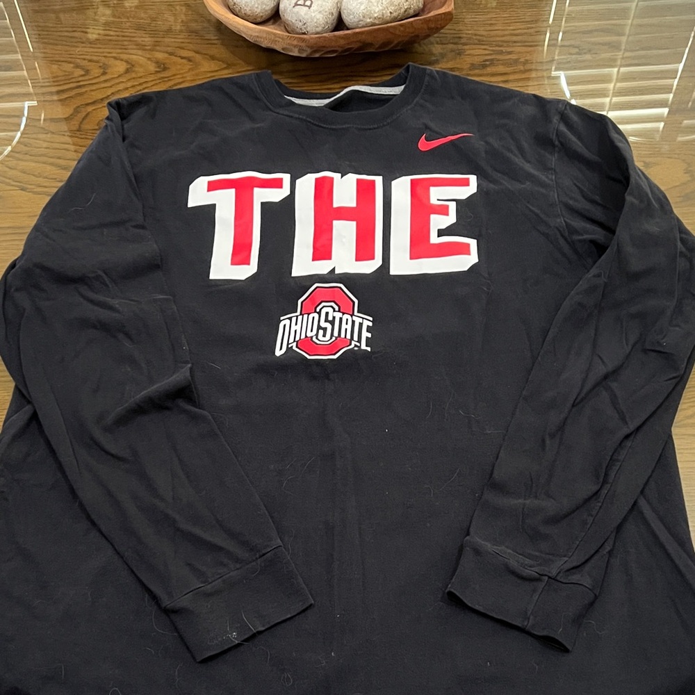 Nike Black and Red Ohio State Long Sleeve Tee
